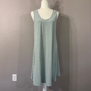 Chalet et Ceci Size XL Green Striped Sleeveless Bamboo Cotton Spandex Dress
